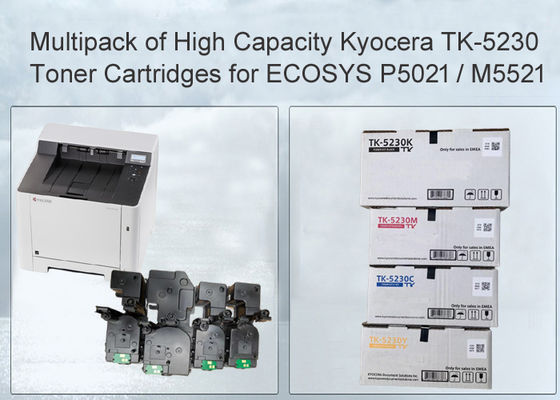 Kyocera Ecosys M5521 Siyah ve Renkli Toner Kartuşu TK5230 CMYK 4'lü Paket, Japan Toner Tozu ile