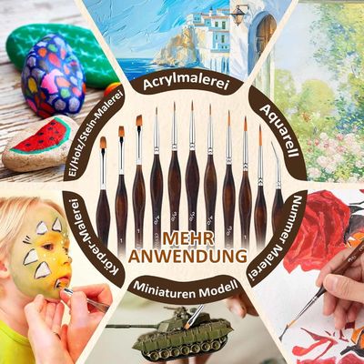 Top Modellbau Fein Detay Malpinsel Fırça Set Acryl- und Ölfarben